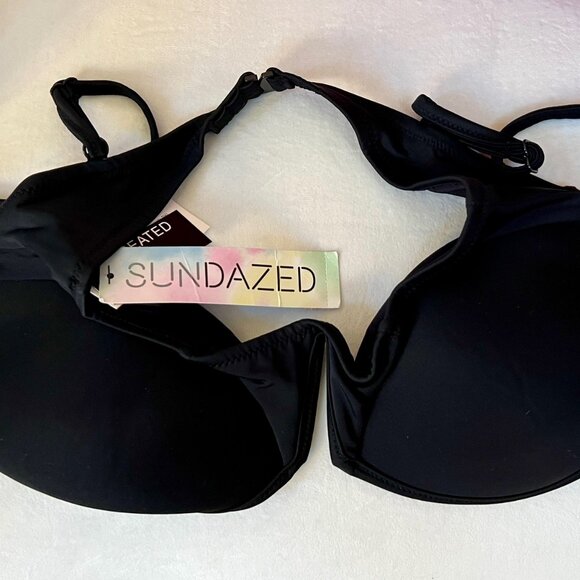 SUNDAZED BRA SIZE 32 B/C BIIKINI TOP Black Wire Top NWT - Picture 1 of 6